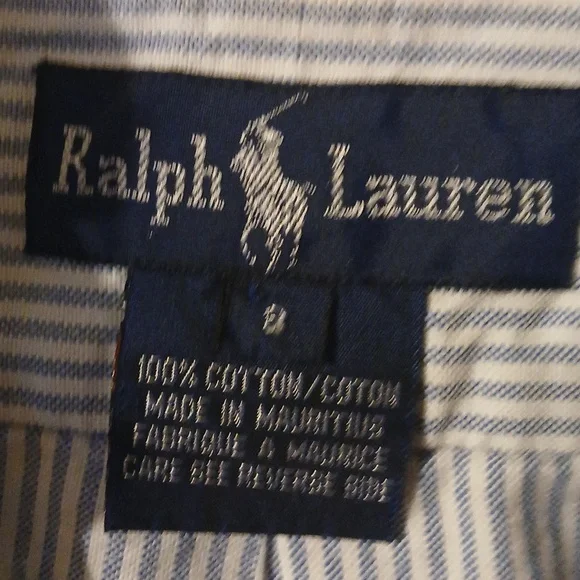 Ralph Lauren Women's  Long Sleeve Button Down Shirt Blue & White Stripes - Picture 3 of 4